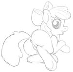 2015 anus apple_bloom_(mlp) butt cub earth_pony equine female feral friendship_is_magic horse looking_at_viewer mammal monochrome my_little_pony open_mouth pepperoach pony pussy simple_background smile solo white_background young 