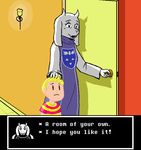  anthro caprine child crossover door duo earthbound_(series) female goat human lucas male mammal nintendo toriel undertale vappyvap video_games young 