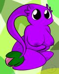  1-upclock breasts female nintendo not_furry pikmin plant purple_pikmin simple_background solo video_games 