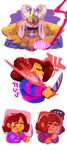  anthro asgore asgore_dreemurr caprine clothing crying fur goat hair horn human knife long_ears mammal melee_weapon monster polearm protagonist_(undertale) sad spear tears thatonegojimun_(artist) undertale video_games weapon 