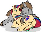  2015 big_butt butt cuddling cultmastersleet duo earth_pony equine feral friendship_is_magic fur hair horn horse male male/male mammal my_little_pony pony thaine unicorn 