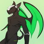  2015 ambigious_gender angiewolf anthro fur green_eyes hair nude piercing standing wings 