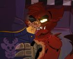  2015 animatronic anthro canine clothed clothing drooling duo erection eye_patch eyewear faceless_male fellatio five_nights_at_freddy&#039;s fox foxy_(fnaf) fur glowing glowing_eyes human kneeling machine male male/male mammal oral penis red_fur robot saliva sex sharp_teeth smile teeth tongue tongue_out video_games xnirox yellow_eyes 