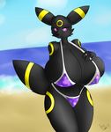  big_breasts bikini breasts clothing eeveelution erect_nipples female huge_breasts hyper hyper_breasts nintendo nipple_bulge nipples pok&eacute;mon solo swimsuit umbreon vant_talon video_games 