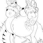 anthro arcanine bandai_namco belly belly_bump belly_squish big_breasts breasts brush brushing clothing digimon digimon_(species) duo eeveelution female frill_(anatomy) generation_1_pokemon hat headgear headwear hi_res hybrid mizukithia neck_tuft nidorina nintendo nipples nude nurse_clothing nurse_hat nurse_headwear pokemon pokemon_(species) pregnant renamon squish tail tuft vaporeon