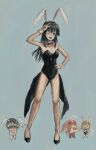  absurdres animal_ears full_body highres katamimi123 one_eye_closed open_mouth playboy_bunny rabbit_ears saten_ruiko simple_background smile solo_focus standing toaru_kagaku_no_railgun toaru_majutsu_no_index victory_pose 