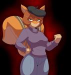  anthro breasts brown_eyes brown_hair clothed clothing female hair hat mammal munks_(artist) pants rodent shirt squirrel 