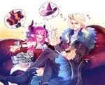  1girl blue_eyes claws detached_sleeves die dress elizabeth_bathory_(fate) elizabeth_bathory_(fate)_(all) fate/apocrypha fate/extra fate/extra_ccc fate/grand_order fate_(series) horns long_hair pink_hair pointy_ears tail vlad_iii_(fate/apocrypha) 