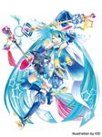  ;) alternate_costume aqua_eyes aqua_hair cat collaboration hat hatsune_miku kei_(keigarou) long_hair magical_girl magician_wiz_(game) one_eye_closed smile solo very_long_hair vocaloid white_background witch_hat 