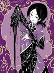  androgynous black_hair china_dress chinese_clothes dress gopher lowres male_focus monochrome purple shuri_(84k) solo soul_eater 