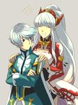  bad_id bad_pixiv_id hairband jewelry lailah_(tales) long_hair mikleo_(tales) open_mouth ponytail purple_eyes short_hair smile tales_of_(series) tales_of_zestiria tasasakiamagu very_long_hair white_hair 