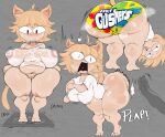 animal_humanoid areola belly bent_over big_belly big_breasts big_butt blonde_hair bottomless bottomwear breasts butt butt_slap cat_humanoid clothed clothing english_text felid felid_humanoid feline feline_humanoid female genitals hair hi_res huge_breasts huge_butt huge_hips huge_thighs humanoid looking_at_viewer looking_back mammal mammal_humanoid neco-arc nipples onomatopoeia open_mouth pink_areola pink_nipples puffy_areola purple_yoshi_draws pussy red_eyes shirt shorts slap slightly_chubby solo sound_effects text thick_thighs topwear translucent translucent_clothing tsukihime type-moon weight_scale wet wet_clothing white_body white_skin wide_hips