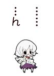  bow bowtie check_translation chibi dress jacket kishin_sagume long_sleeves notepad open_clothes pen purple_dress shirt short_hair silver_hair simple_background single_wing solo touhou translation_request white_background wings zannen_na_hito 