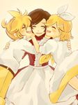  2girls blonde_hair bow brother_and_sister brown_hair evillious_nendaiki good_end gretel_(evillious_nendaiki) hair_ornament hair_ribbon hairclip hansel_(evillious_nendaiki) happy hug kagamine_len kagamine_rin meiko meta_salmhofer moonlit_bear_(vocaloid) mother_and_daughter mother_and_son mukkun multiple_girls okizari_tsukiyosyou_(vocaloid) ribbon short_hair siblings tears twins vocaloid what_if 