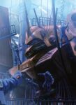  astronaut cable concept_art gundam gundam_perfect_file hangar machinery marasai mecha mobile_suit multiple_boys official_art radio_antenna realistic robot scan science_fiction titans_(gundam) traditional_media zeta_gundam 
