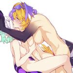  3girls ahoge blonde_hair blue_eyes breasts completely_nude dokibird_(vtuber) dragon_tail female_pubic_hair fff_threesome from_side futa_with_female futa_with_futa futanari grabbing_another&#039;s_arm green_hair group_sex head_wings highres indie_virtual_youtuber large_breasts mint_fantome multiple_girls nijisanji nijisanji_en nipples nude pointy_ears pubic_hair purple_hair ricegnat selen_tatsuki short_hair simple_background small_breasts tail threesome tongue tongue_out virtual_youtuber white_background white_hair wings 
