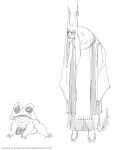 1inkygirl 2_horns ambiguous_gender amphibian anthro bovid caprine clothed clothing cloven_hooves duo feral fire flaming_tail floppy_ears frog froggit fully_clothed goat hi_res hooves horn mammal monster sketch tail toriel undertale_(series)