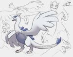 2022 3_toes ambiguous_gender belly blue_belly blue_body blue_countershading colored_nails countershading fangs feet feral flying frown generation_2_pokemon guide_lines legendary_pokemon lugia model_sheet monochrome nails nintendo pokemon pokemon_(species) rotarr shaded signature sketch solo spread_arms teeth toes tongue tongue_out watermark winged_arms wings