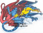 anal anus balls blaquetygriss blue_body dragon duo erection fellatio forked_tongue male male/male mane open_mouth oral penetration penis red_body scalie sex tail_sex tongue tongue_out watermark western_dragon 