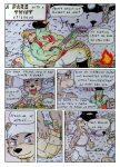 2025 absurd_res anthro barazoku basket bear biceps black_nose blue_eyes bonfire bonfire_night boots bottomwear brown_body brown_eyes brown_fur brown_hair bulge clothed clothing colored_pencil_(artwork) comic comic_panel container crossed_arms dashthefox dialogue english_text eyes_closed footwear forest forest_background fur green_body hair hat headgear headwear hi_res holding_basket holding_container holding_object hug hugging_another hugging_from_behind jacket kai_(dash_fox) kerchief light lizard lute male mammal manly marteau medieval medieval_clothing medieval_fantasy moon moonlight multicolored_body multicolored_fur musclegut muscular muscular_anthro muscular_arms muscular_male musical_instrument musical_note musical_symbol mustelid nature nature_background night nikel otter pants plant playing_lute plucked_string_instrument purple_eyes red_clothing red_jacket red_topwear reptile scalie shoes speech_bubble string_instrument symbol tail teeth text topwear traditional_media_(artwork) tree walking white_bottomwear white_clothing white_pants