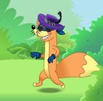  canine clothing eyewear fox glasses gloves grass happy hat mammal smile source_request swiper tagme unknown_artist 