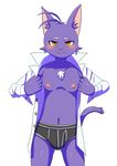  blush cat clothing feline male male/male mammal morenatsu nipples shin_(morenatsu) underwear 