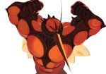  1other antennae bug buzzwole carapace clenched_hands commentary_request flexing highres insect_wings l_1753ucon no_humans pokemon pokemon_(creature) pokemon_focus red_carapace simple_background solo upper_body white_background wings 