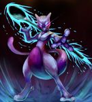  full_body gen_1_pokemon glowing glowing_eyes highres mewtwo no_humans oversized_object pokemon pokemon_(creature) pokemon_special purple_eyes solo spoon tesshii_(riza4828) 