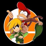  clothing crossover diddy_kong duo elf humanoid male mammal monkey nintendo primate super_smash_bros toon_link unknown_artist video_games 