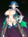  big_breasts blue_hair breasts clothing crossgender elf eyewear female female_only glasses gloves hair humanoid invalid_tag lipstick magnus necrosmos nipples soccer solo thigh_gap toned wet_panties 