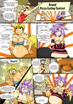  big_breasts blonde_hair breasts centaur clothing eating_contest equine female food hair human mammal obese overweight purple_hair taur vale-city 