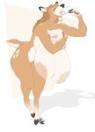 anthro areola big_breasts breasts brown_body brown_fur brown_hair buckteeth deer dullvivid eating eyes_closed female fiona_fawnbags_(dullvivid) fur hair hi_res hooves huge_breasts icing mammal markings new_world_deer nipples nude open_mouth sagging_breasts solo spots spotted_body spotted_fur spotted_markings tan_areola tan_body tan_fur tan_nipples tan_spots teeth white-tailed_deer