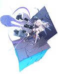  2girls absurdres aqua_halo aris_(blue_archive) aris_(mecha_suit)_(blue_archive) armlet artist_name bare_shoulders black_gloves black_leotard black_thighhighs blue_archive blue_eyes blue_hair blue_leotard boots bridal_legwear bright_pupils chinese_commentary closed_mouth colored_skin commentary_request covered_navel crack damaged double-parted_bangs dress dust elbow_gloves electricity eyes_visible_through_hair firing floating_hair full_body gang_shi_shao_e_fan gloves gradient_hair groin gun hair_between_eyes half-closed_eyes halo highleg highleg_leotard highres holding holding_gun holding_weapon huge_weapon incredibly_absurdres jewelry kei_(blue_archive) kei_(new_body)_(blue_archive) leotard long_bangs long_hair long_hair_between_eyes long_legs long_sidelocks long_sleeves looking_to_the_side mecha_musume mechanical_ears mechanical_legs mechanical_wings multicolored_hair multicolored_leotard multiple_girls official_alternate_costume official_alternate_hairstyle open_mouth outstretched_arms purple_eyes railgun rectangular_halo ringed_eyes sidelocks simple_background single_mechanical_leg split_mouth standing stirrup_legwear teeth thigh_boots thighhighs toeless_legwear torn_clothes torn_gloves torn_leotard torn_thighhighs twintails upper_teeth_only v-shaped_eyebrows very_long_hair weapon white_background white_boots white_dress white_hair white_leotard white_skin wings 