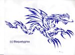  blaquetygriss blue_body claws dragon forked_tongue legless open_mouth scalie sharp_teeth simple_background tagme teeth tongue traditional_media_(artwork) western_dragon white_background wings wyvern 