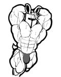  abs armor armpit_hair armpits biceps big_muscles clothed clothing half-dressed helmet lagomorph male mammal monochrome muscular rabbit rg01 ripped-saurian sketch solo thong topless undertale video_games 