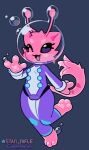 2025 2_antennae 3_fingers 3_toes alien anthro artist_name black_eyes bodily_fluids_drip bubble bubble_helmet camel_toe cheek_tuft clothing digital_media_(artwork) eyelashes facial_tuft fangs feet felid feline female female_anthro fingers fur glistening glistening_eyes glistening_pawpads glistening_toes grey_background head_tuft hi_res kiwi_the_alien_cat mammal one_eye_closed open_mouth open_smile pawpads pink_body pink_ears pink_fur pink_tongue pink_tuft simple_background smile solo spacesuit star_rifle teeth text tight_clothing toes tongue tuft watermark