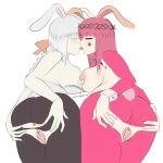  animal_ears black_souls braid censored crown_of_thorns highres kiss mosaic_censoring nipples node_(black_souls) playboy_bunny rabbit_ears rabbit_tail romeboom self-upload tail tongue tongue_out unfinished yuri 