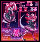 absurd_res alternative_fashion armwear asian_clothing bottomwear bottomwear_pull bow_ribbon chain_jewelry choker clothing clothing_pull color_swatch colored_nails devil_horns_(gesture) east_asian_clothing elbow_gloves female fishnet_clothing fishnet_legwear gesture gloves hair hand_gesture handwear headset_microphone hi_res hologram jacket japanese_clothing japanese_idol jewelry leather leather_bottomwear leather_clothing leather_jacket leather_skirt leather_topwear legwear lipstick machine makeup mammal model_sheet multicolored_hair mustelid nails necklace otter pattern_clothing pattern_legwear peace_symbol punk punk_rock ribbons robot robot_anthro roller_skates sea_otter shoulder_pads simple_background singing skirt skirt_pull stockings striped_clothing striped_legwear stripes text text_box topwear vtuber wastedtimeee winking_at_another