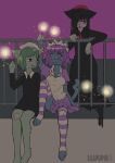 absurd_res alternate_species anthro artist_name canid canine canis clothing domestic_dog drugs female furrification futaba_channel group hi_res iya_maid lluumi maid_uniform mammal nijiura_maids ozoi-san purple_sky rooftop signature sky spiral spiral_eyes text trio uniform yakui-san