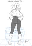  absurdres ass black_bodysuit bodysuit cameltoe frieren from_behind highres lineart looking_at_viewer mimic mimic_chest onebutt_oneday sousou_no_frieren tight_clothes zoobastik 