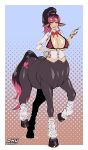 absurd_res alternative_fashion artist_name big_breasts black_hair bow_tie bra bracelet breasts brown_body brown_skin cellphone centaur cleavage clothed clothing cutie_mark dotted_background ear_piercing ear_ring electronics equid equid_taur european_mythology female full-length_portrait gold_horseshoe greek_mythology gyaru hair hand_on_hip hand_on_own_hip hasbro heart_symbol hi_res hooves huge_breasts humanoid_taur j-fashion jewelry light-skinned_female loose_footwear makeup mammal mammal_taur markings mole_(marking) mole_on_breast multicolored_hair my_little_pony mythology ohu open_clothing open_shirt open_topwear partially_clothed pattern_background phone piercing pink_bra pink_clothing pink_hair pink_underwear ponytail portrait ring_piercing shirt simple_background smartphone solo tattoo taur text topwear two_tone_hair underwear white_clothing white_shirt white_topwear