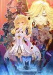  3boys 6+girls ahoge animal_ears aura bandana black_hair blonde_hair blue_eyes bow_(weapon) braid braided_sidelock capitano_(genshin_impact) chasca_(genshin_impact) chinchilla_ears chinchilla_girl citlali_(genshin_impact) closed_eyes dated dress earrings facial_mark floating floating_headgear floating_object flower genshin_impact glowing glowing_hair green_eyes hair_between_eyes hair_flower hair_ornament hat headband headgear highres holding holding_weapon hood iansan_(genshin_impact) jaguar_ears jaguar_girl jewelry kachina_(genshin_impact) karanashi_mari kinich_(genshin_impact) long_hair lumine_(genshin_impact) mavuika_(genshin_impact) mittens mualani_(genshin_impact) multiple_boys multiple_girls open_mouth ororon_(genshin_impact) pink_hair red_hair scarf short_hair short_hair_with_long_locks sitting sitting_on_throne skull_hair_ornament throne twintails vision_(genshin_impact) visor_cap weapon white_dress white_flower white_hair xilonen_(genshin_impact) 