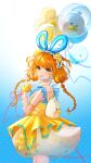  1girl absurdres animal_bag animal_balloon backless_dress backless_outfit backpack bag balloon balloon_trip_(infinity_nikki) bird blue_background blue_hairband blue_ribbon braid brown_hair bubble_skirt chinese_commentary collar commentary_request cowboy_shot detached_collar detached_sleeves dress duck duck_tail eyelashes fake_tail flower flower_balloon frilled_collar frilled_hairband frilled_sleeves frills gradient_background green_eyes grin hair_flower hair_ornament hair_ribbon hairband hand_on_own_chest happy high_collar highres holding holding_balloon infinity_nikki large_ribbon light_blush lipstick long_hair loose_hair_strand low_twin_braids makeup miniskirt nikki_(series) pink_lips polka_dot polka_dot_background pom_pom_(clothes) ribbon see-through_clothes see-through_sleeves seli_(yzjmzzr) short_dress shoulder_blades skirt skirt_under_dress sleeveless sleeveless_dress sleeves_past_wrists smile solo standing tail twin_braids white_background white_bag white_collar white_skirt white_sleeves yellow_dress yellow_flower 