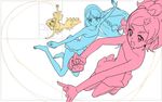  amanogawa_kirara bare_shoulders barefoot braid dress go!_princess_precure golden_spiral hair_ornament haruno_haruka henshin kaidou_minami long_hair makacoon multiple_girls precure short_hair 