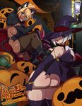  agawa_ryou amemiya_tamae amemiya_tamayo animal_ears artist_name ass ass_support blonde_hair boots breasts broom cat_ears cat_tail curvy dark_skin elbow_gloves facial_hair fangs fingerless_gloves garter_straps glasses gloves hair_ornament halloween hat jack-o'-lantern large_breasts multiple_girls mustache nail_polish one_eye_closed original ponytail siblings sideboob sisters tail thighhighs tongue tongue_out watermark web_address white_hair witch_hat 