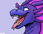 dragon forked_tongue frill_(anatomy) hi_res looking_aside male mythological_creature mythological_scalie mythology niccoon open_mouth open_smile scalie sharp_teeth smile solo teeth tongue tongue_out