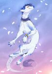 ambiguous_gender ambiguous_species blue_body blue_fur blue_mane claws collar darkarlett dragon feral fur furred_dragon furred_scalie grey_claws hi_res mane mythological_creature mythological_scalie mythology scalie solo white_body white_fur