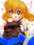  1girl brown_eyes corrector_yui curly_hair kasuga_yui mukki orange_hair school_uniform short_hair synchro_(corrector_yui) translated werewolf 