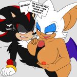 1:1 anthro big_breasts big_penis breast_play breasts dialogue duo english_text female genitals lips lipstick makeup male nude penis rouge_the_bat sega sex shadow_the_hedgehog sonic_the_hedgehog_(series) soulyagami64 speech_bubble text titfuck
