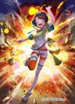  1girl ^_^ arm_up asymmetrical_legwear backwards_hat baseball_cap brown_hair closed_eyes commentary_request copyright_notice explosion facing_viewer fujisawa_one hat hololive loose_clothes loose_shirt megaphone mismatched_legwear official_art oozora_subaru oozora_subaru_(1st_costume) open_mouth outstretched_arms oversized_clothes oversized_shirt red_hat red_thighhighs shirt shoes short_hair short_sleeves shorts smile sneakers solo stopwatch striped_clothes striped_shirt subaru_duck sweatband swept_bangs t-shirt teeth thighhighs tied_shirt two-tone_headwear two-tone_shirt upper_teeth_only vertical-striped_clothes vertical-striped_shirt virtual_youtuber whistle white_hat white_shirt white_shoes white_shorts white_thighhighs yellow_shirt 